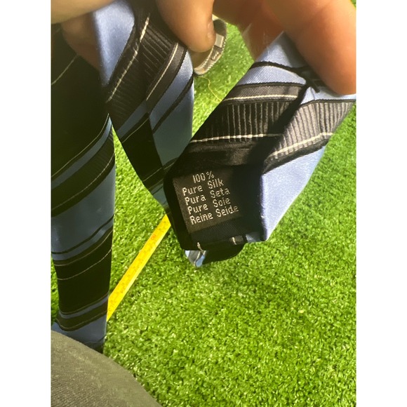 Baritone Striped Necktie Black Blue Modern Professional Business‎ Casual Silk - Picture 5 of 6